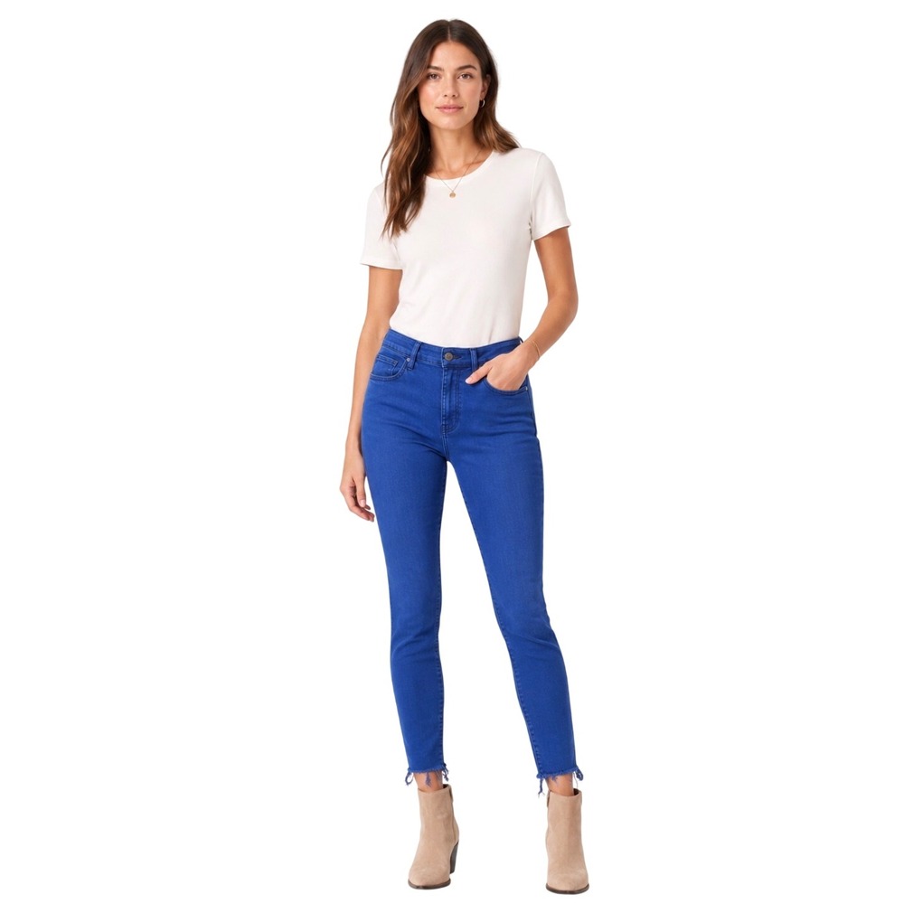 MOTHER The Stunner Ankle Fray Jeans in Play Date Blue High Rise Skinny Size 27